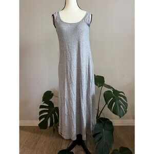 Uniqlo Built In Bra Dress Cotton Blend Gray Sleeveless Midi Size M Minimalist